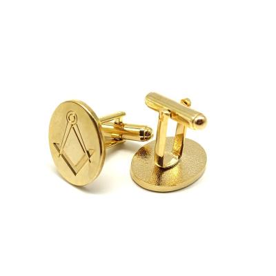 China Wholesale USA and Europe Freemason Cufflinks Gold Engraved Masonic Logo Masonic Cufflinks for Men's Long Sleeve Shirts for sale