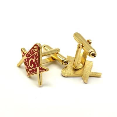 China US and Europe Gold Plated Black White Squares Check Pattern Sidewalk Masonic Cufflinks for sale