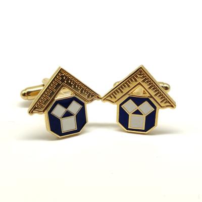 China US and Europe Cut Gold Freemason After Major Masonic Euclid's 47th Issue Squares Cufflinks for sale