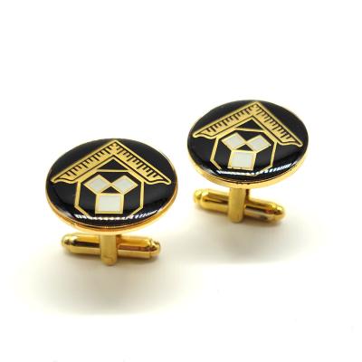 China USA and Europe Regalia Gold Round Masonic Freemason After Master Masonic Symbol Cufflinks for sale