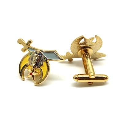 China USA and Europe freemason metal craft cut masonic sphinx emblem gold shriner cufflinks for sale