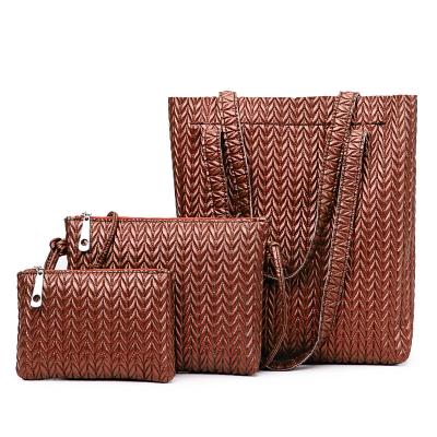 China High Quality Women Fashion Handbag Set 3 Pieces PU Female Capacity Tote Bag Leather Compound Bag Large for sale