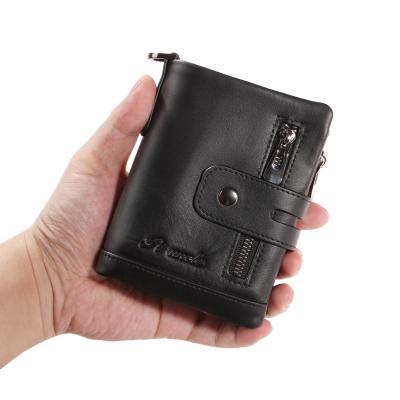 China Mini Leather Wallet Retro Men's Slim Casual Small Wallet Luxury Genuine Cowhide Waterproof Wallet for sale