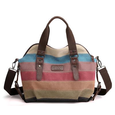 China 2021 new large capacity vintage patchwork canvas female handbag zipper shoulder single cross-body bag for sale