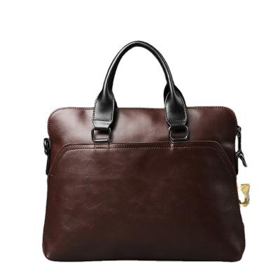 China Retro Work Fashion Business Briefcase Men's Leisure Large Capacity Computer Leather Shoulder Bag for sale