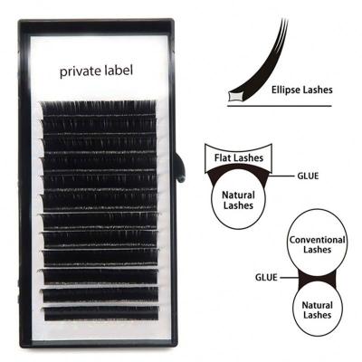 China Softer Matte Ellipse Flat Eyelash Extension Cashmere Lashes Wholesale Flat Lashes Extension for sale