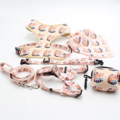 China Personalized Printing Dog Harness Custom Customize Logo Pet Small Dog Harness Set Adjustable Pattern for sale