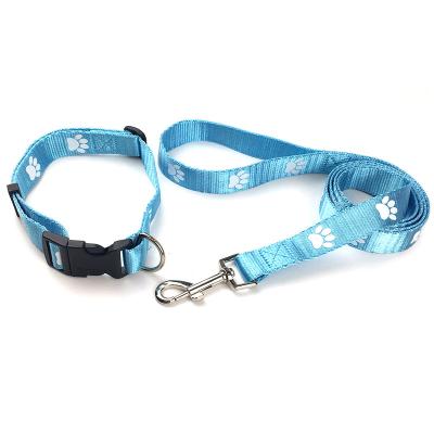 China Custom Nylon Polyester Stocked With Screen Logo Pet Supplies Pet Collar Leash Set For Dog for sale