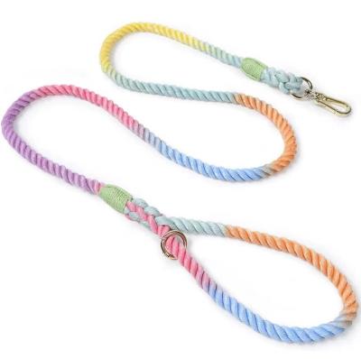 China Stocked Handmade Braided Heavy Duty Dog Leash 5FT Cotton Rope Dog Leash For Small Medium Dogs Under 60lbs for sale