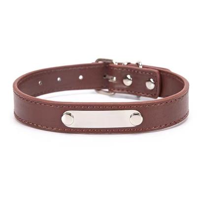 China Personalized Soft PU Leather Dog Collars with Personalized Engraved Nameplate with Custom ID for Small Medium Large Dogs for sale