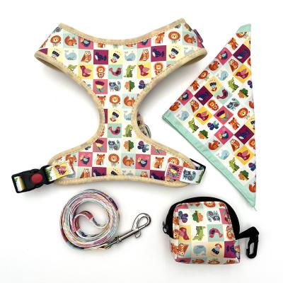 China Factory Wholesale Personalized Chest Back Triangle Collar Scarf Waste Bag Dog Leashes Set for sale