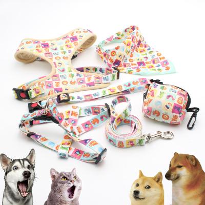 China Personalized Custom Dog Harness Set Custom Designer Neoprene Easy Adjustable Dog Harness Vest And Leash Manufacturers Wholesale for sale