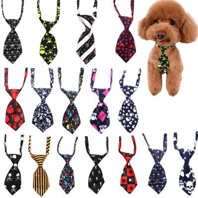 China Hot Sale Pet Viable Grooming Accessories Halloween Party Skulls Design Adjustable Dog Neck Collar Bow Tie for sale