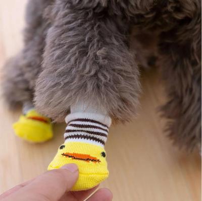 China Stocked Pet Accessories Pet Products Knitting Printed Anti Slip Dog And Cat Paw Socks for sale