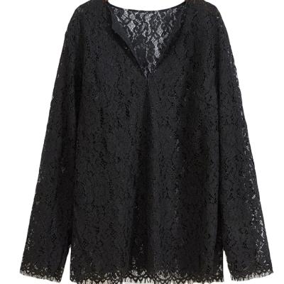 China QUICK DRY spring Autumn Fashion Women Lace Crochet hollow out full complements long sleeve blouse plus size female casual blouses and shirts for sale