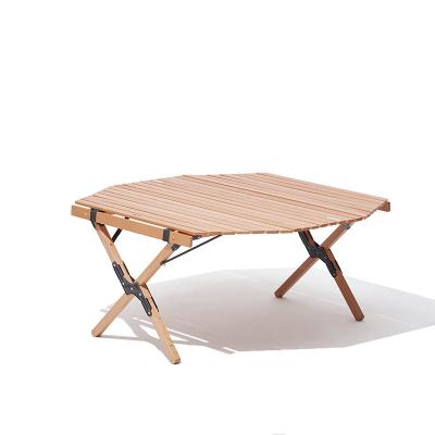 China MOBI Solid Wood GARDEN Wholesale Price Portable Folding Folding BBQ Egg Egg Table Wooden Camping Picnic Table Roll for sale