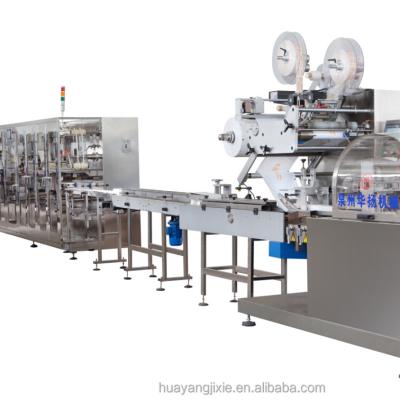 China Machinery Repair Shops HY-2700A+HY-360 Full Automatic Wet Rags Machine Production Line , Wet Cloth Packing Machine for sale