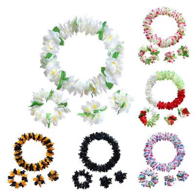 China Fabric 80 Color Numbered Hawaiian Necklace Holiday Seaside Supplies Four-Piece Garland Set 24 Pieces for sale