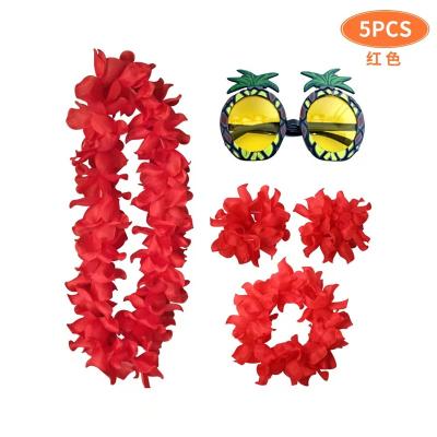 China Fabric 5pcs/set Hawaii Tall Garland Holiday Party Pineapple Glasses Dressing Props Combination Ball Decoration for sale