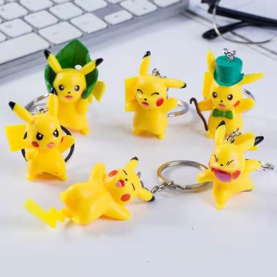 China 6pcs/set Factory direct sales cartoon pikachu pendant key accessories toy key chain creative pikachu keychain for sale