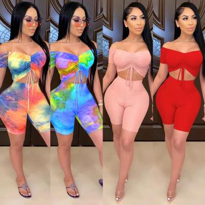 China Anti-pilling new European and American fashion chest shoulder cross-border two-piece suit sexy women's wrap set for sale