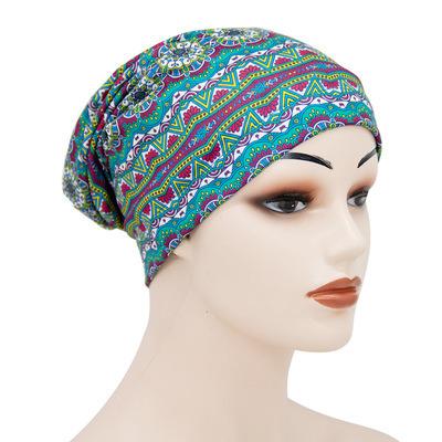 China Multifunctional Female Mussulman Turbans Beanie Head Scarf Hijab Female Satin Chemo Hat Muslim Double Sided Print Cotton Turban for sale