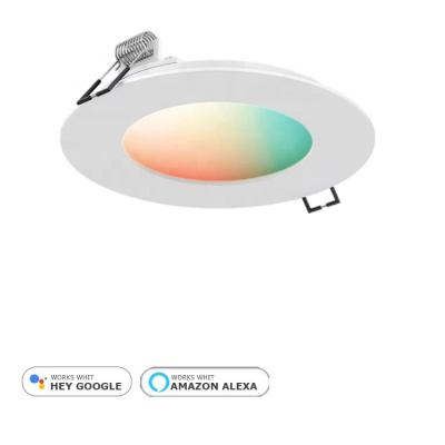 China Modern APP voice activated wifi 9w recessed adjustment dimming ceiling smart round rgb tuya cct led panel light for sale