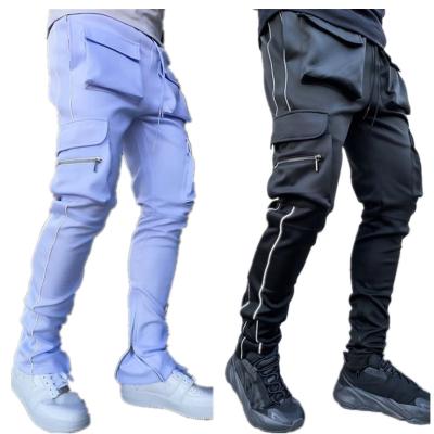 China Wholesale Men's Anti Wrinkle Jogger Pants Fitness Muscle Streetwear Mens Reflective Pants Fashion Clothes Cargo Sweatpants for sale