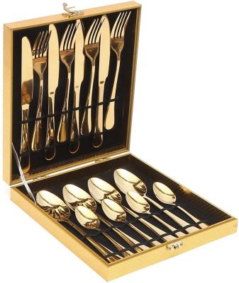 China Viable Hot Selling 24pcs Stainless Steel Spoon Fork Knife Silverware Gold Spoon Cutlery Set Flatware Bulk Set for sale