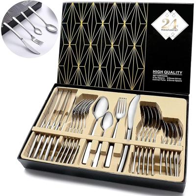 China Italy Design Sustainable Cutlery Set 24 Piece Stainless Steel Flatware Set Silverware Set For 4 Person Apartment Gift for sale