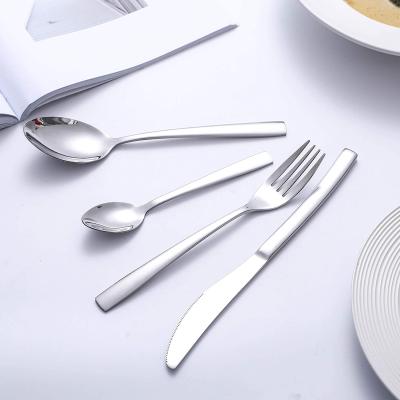 China Viable Wholesale Cheap Restaurant Gold Spoon Fork Spoon Luxury Flat Dinnerware Sets With Gift Box Stainless Steel Cutlery Sets for sale