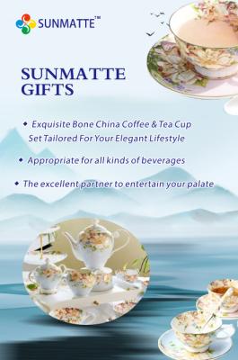 Cina Sunmatte Lifestyle Gifts Exquisite Bone China Tea & Coffee Cup Set Blu/Pink per più occasioni in vendita