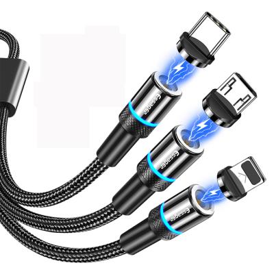 China Good Quality MP3/MP4 Player Essager Magnetic Data Cable 3 in 1 Type-C Lightning Magnet Micro Data Cable with LED for sale