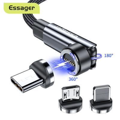 China MP3/MP4 Player Essager High Performance 3A 540 Rotation Magnetic Cable Fast Charging Data Transfer Type C Lightning 3 in 1 Cabo Magnetico for sale