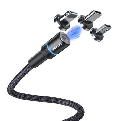 China MP3/MP4 Player Essager 1M 2M 3 in 1 Magnetic Cable with Type-C Magnetic Lightning LED Light Mic Charging Cable for sale