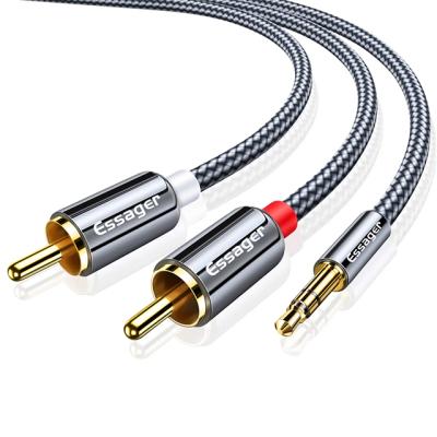 China Aux audio adapter. COMPUTER Essager Cable 3.5mm Audio 3.5mm Jack To 2Rca Male For TV PC DVD Amplifiers Speaker Wire for sale