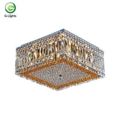 China Factory direct sale k9 modern crystal hotel lobby luxury decorative 3000k square led chandelier light for sale