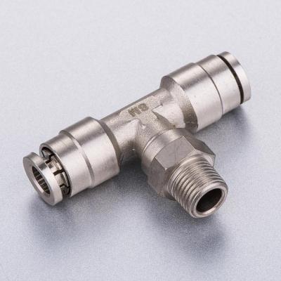 China Hotels Male Branch Tee Brass Notched Fitting , Metal Pneumatic Push In Compression Fitting , Brass Fittings for sale