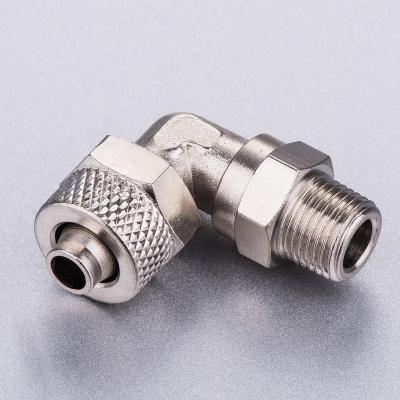 China Hotels Swivel Male Elbow Hose Fitting Push On Pneumatic Connector Brass Air Fitting for sale