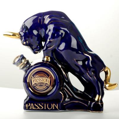 China New Design French Blue Bull Brandy X.O 40%vol Brandy With Chinese Ceramics Ornament 20cl for sale