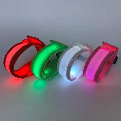 China Popular OEM Price Nylon Outdoor Sports Night Running Nylon LED Wristband Customized LOGO LED Wristband for sale