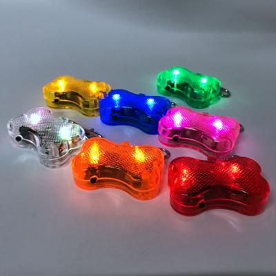 China Pet Viable Safety LED Night Light Colorful Dog Bone Shape LED Walking Pendant Flashing Dog Tags for sale