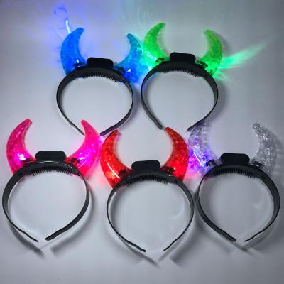 China PS Party Supplies Halloween Colorful LED Flashing Headband Light Up LED Devil Horns for sale