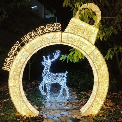 China Wedding Commercial Christmas 3D Project Walk Through Arch LED Acrylic Light Ornament LED Giant Light Pattern Outdoor Decoration for sale