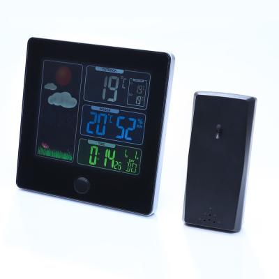 China Digital LCD Planned Hygrometer Thermometer Weather Station Alarm Clock 120*120*24.5 mm for sale