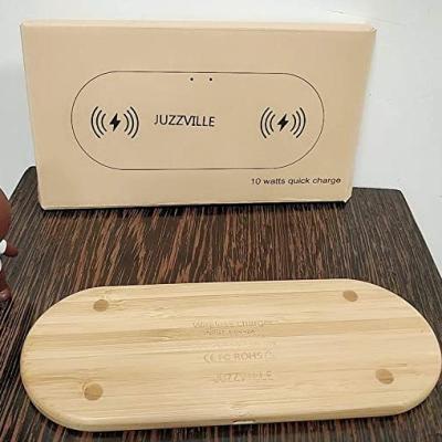 China Mobile Phone Bamboob Dual Wireless Charger With Type-C For Wireless Mobile Charger for sale