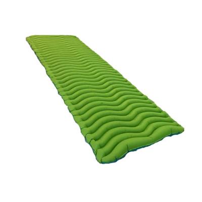 China Polyester Hiking Camping Sleep Pad Inflating Backpacking Mattress Double Layer Lightweight Valve for sale