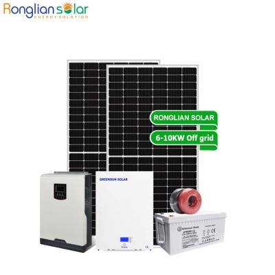 China Ronglian 6kw 7kw 8kw 9kw 10kw Home Use Home Solar Power System Off Grid Solar Power System for sale