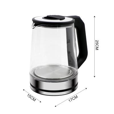 China 360 Degree Factory Wholesale 2.3L 2000W Low Rotation Transparent Glass Kettle With 304 Stainless Steel Heating Plate With CE/CB/GS Certification for sale