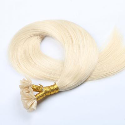 China Silky Straight 100 Wave Hair Extensions 22 Inch Remy Bleach Blonde U Nail Tip Hair Extensions for sale